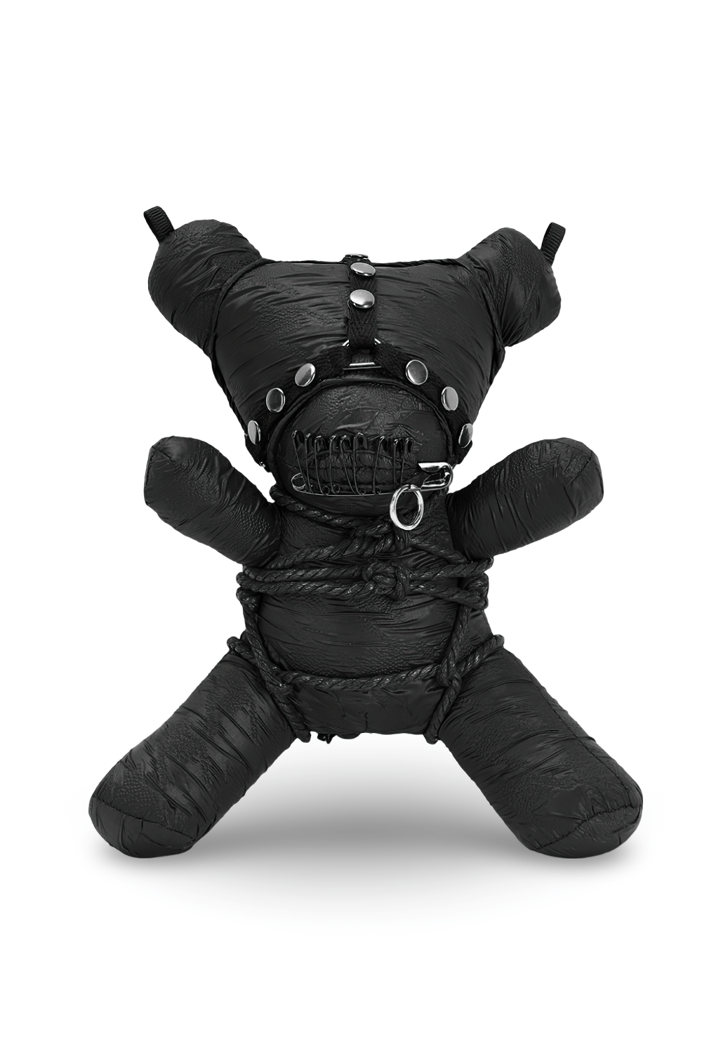 Stylish Punk Rave Gothic Taboo Bear plush with detachable chain, featuring edgy black design and soft cotton interior.