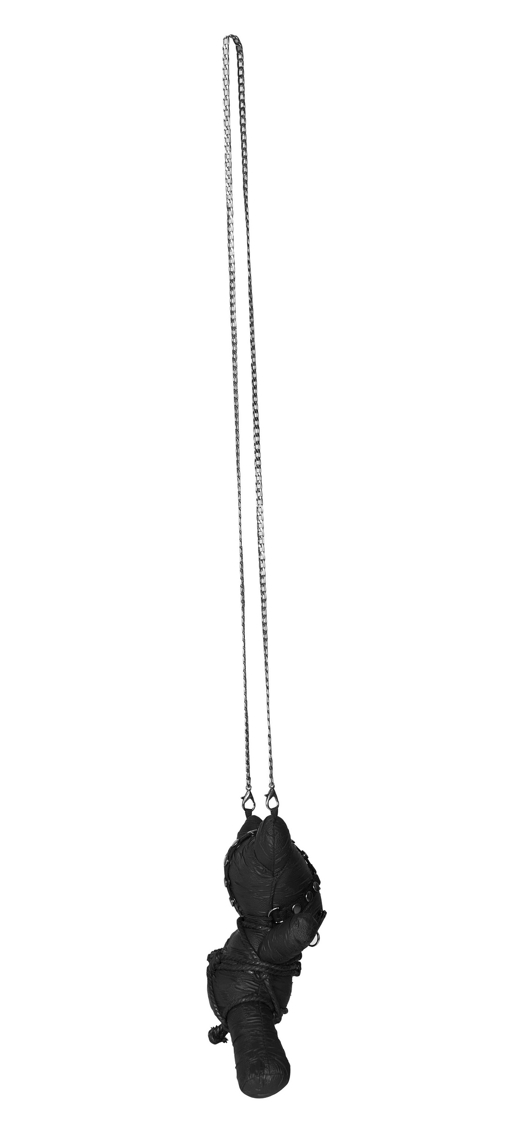 Gothic Taboo Bear plush with detachable chain for edgy home decor and fashion statement.