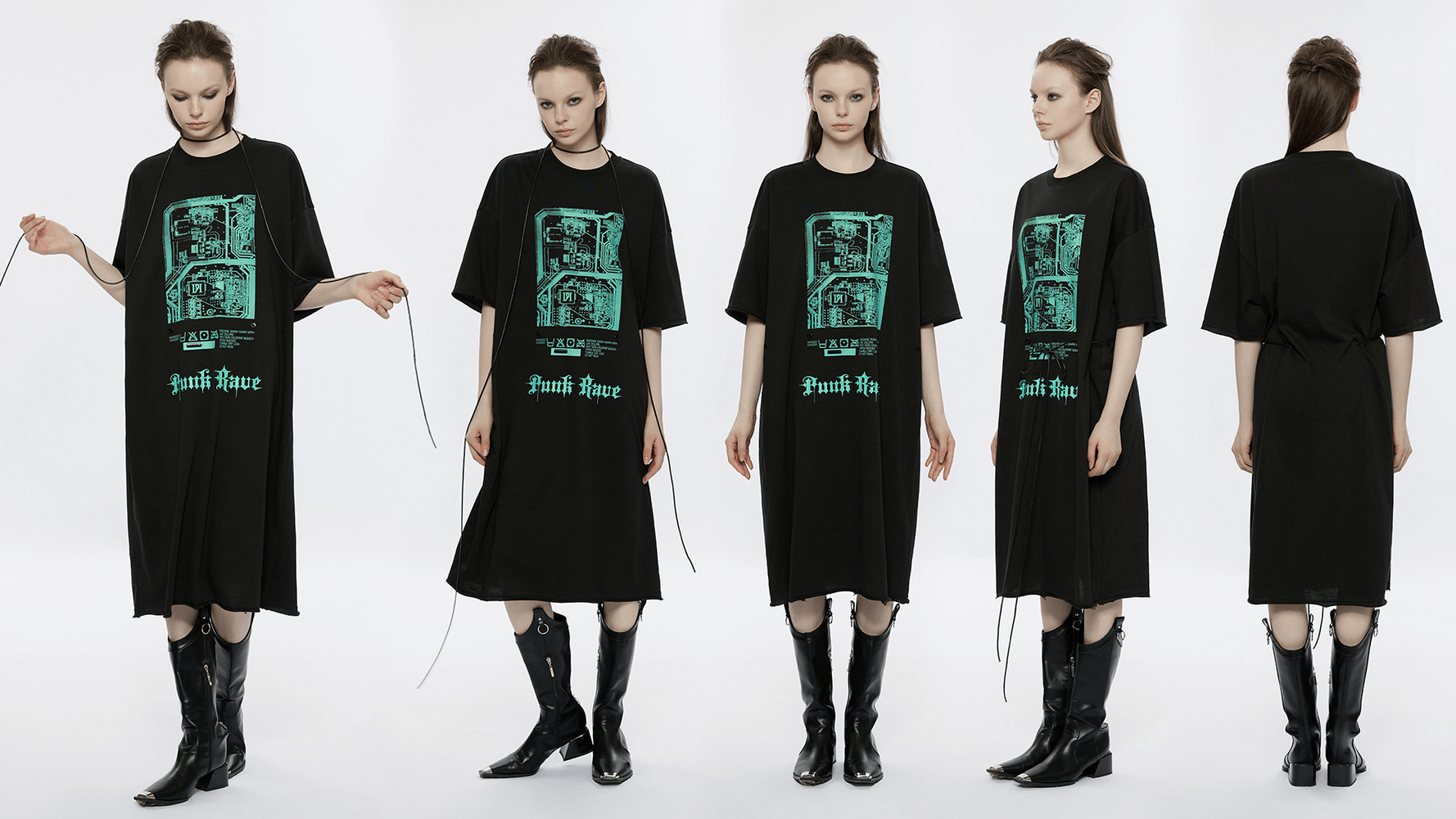 Stylish Punk Rave Nayomi Cyber Long Printed Dress