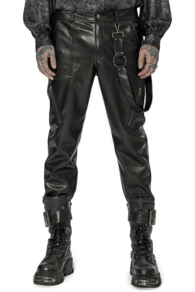 Stylish Punk Rock Faux Leather Lace-Up Pants - HARD'N'HEAVY