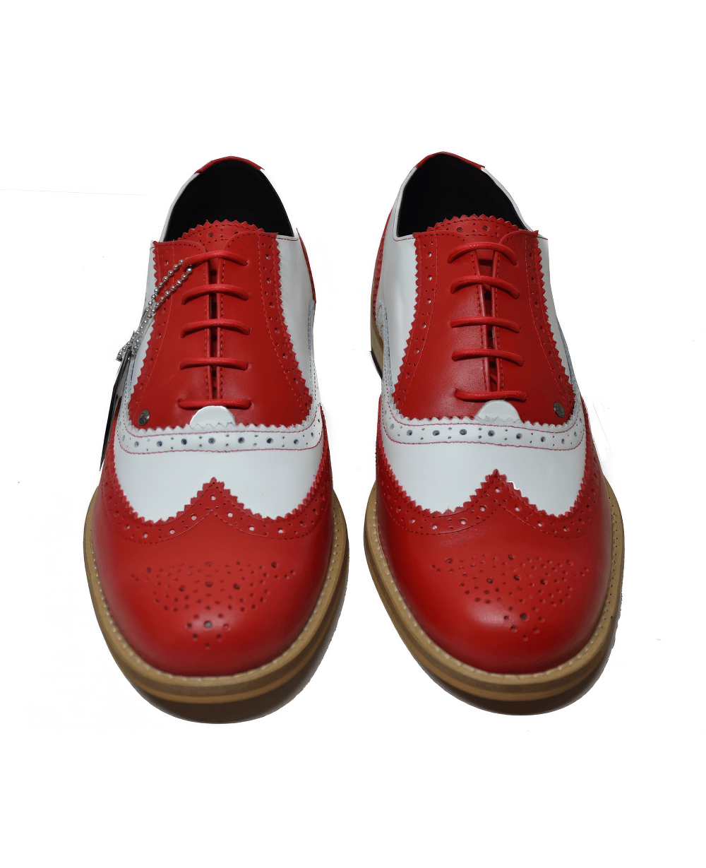 Stylish Red-White Oxford Lace-Up Footwear for Men