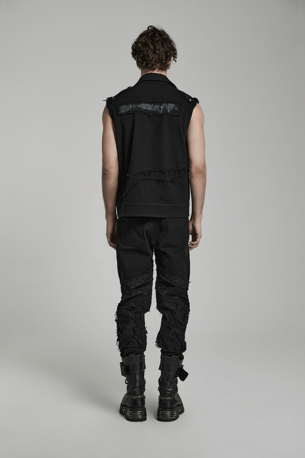 Stylish Ripped Knit Black Gothic Trousers for Men - HARD'N'HEAVY
