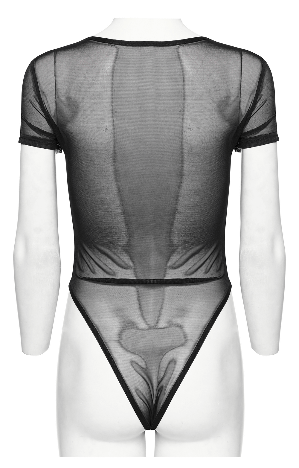 Stylish Sexy Black Sheer Mesh Bodysuit with Inserts