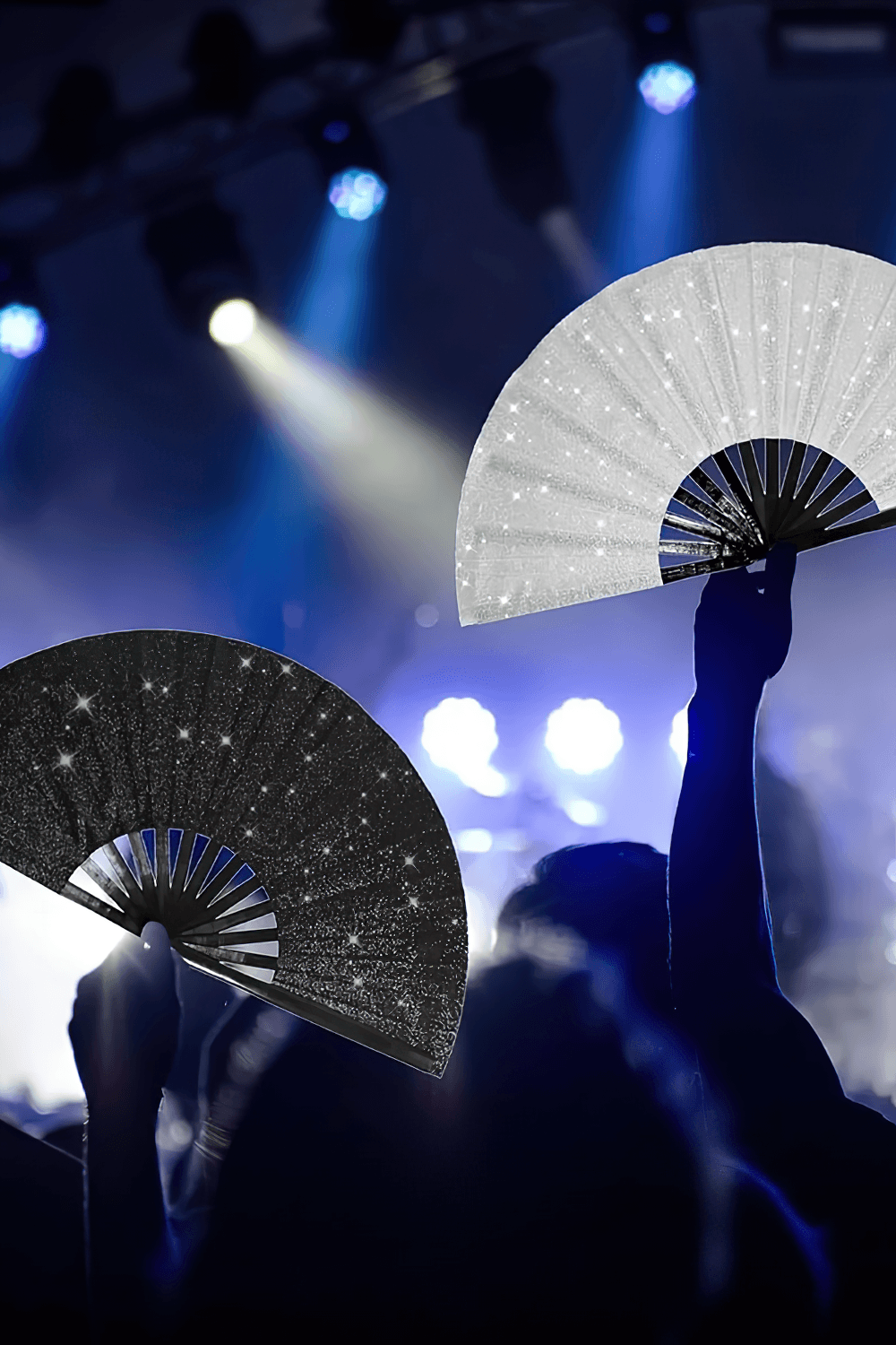 Elegantes abanicos plegables con purpurina brillante para festivales