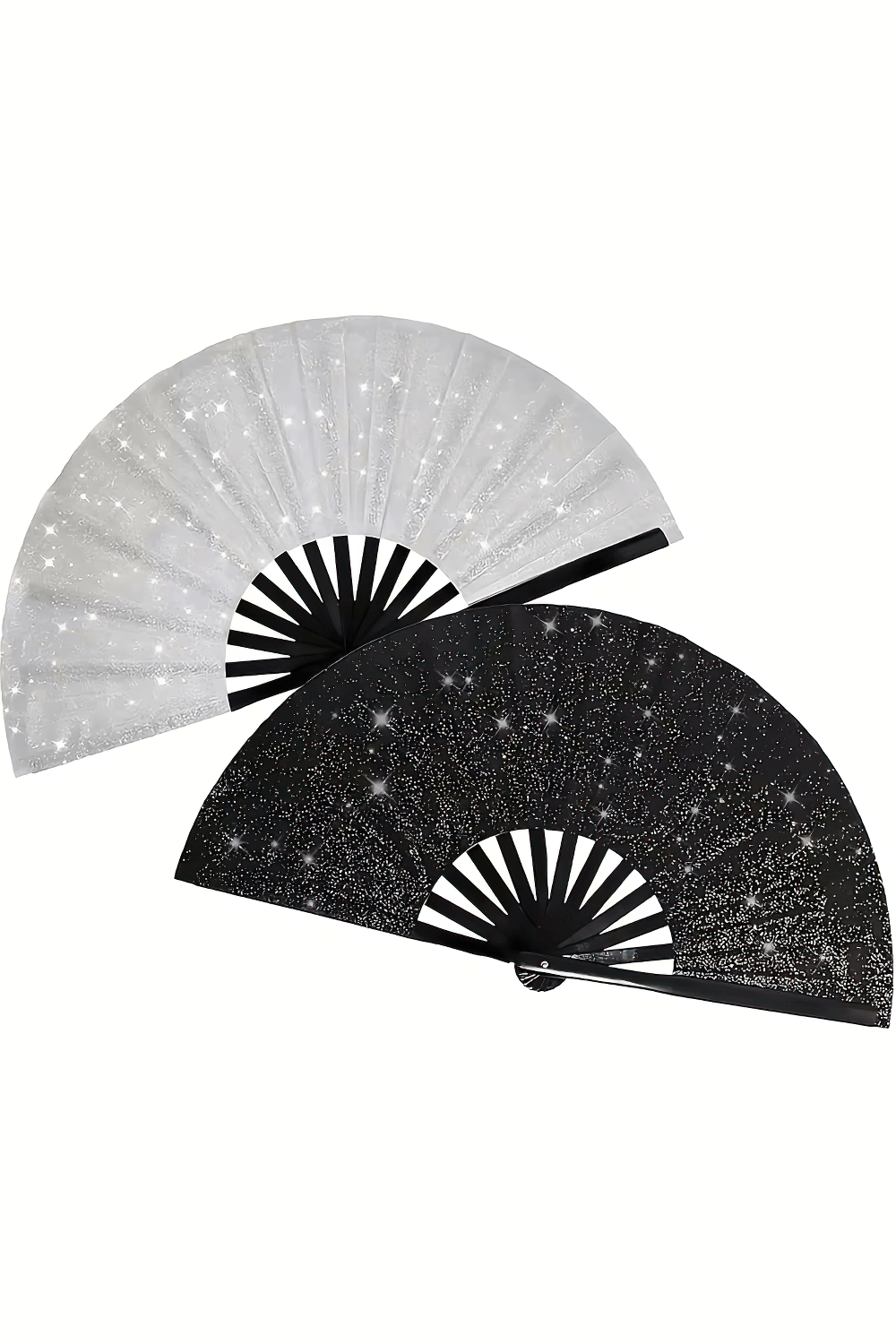 Elegantes abanicos plegables con purpurina brillante para festivales