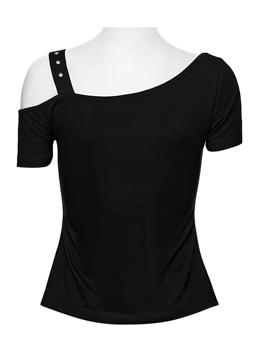 Stylish Skeleton Print T-Shirt with Studded Strap Detail showing the back design and studded strap.