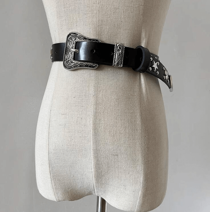 Stylish Star Rivets Belt with Carved Buckle / Unisex All-Match Belts - HARD'N'HEAVY