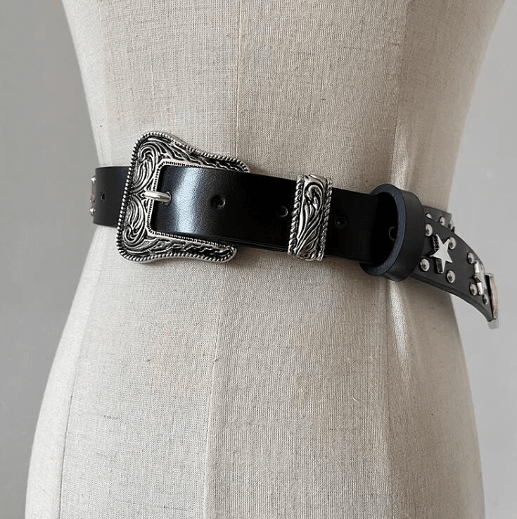 Stylish Star Rivets Belt with Carved Buckle / Unisex All-Match Belts - HARD'N'HEAVY
