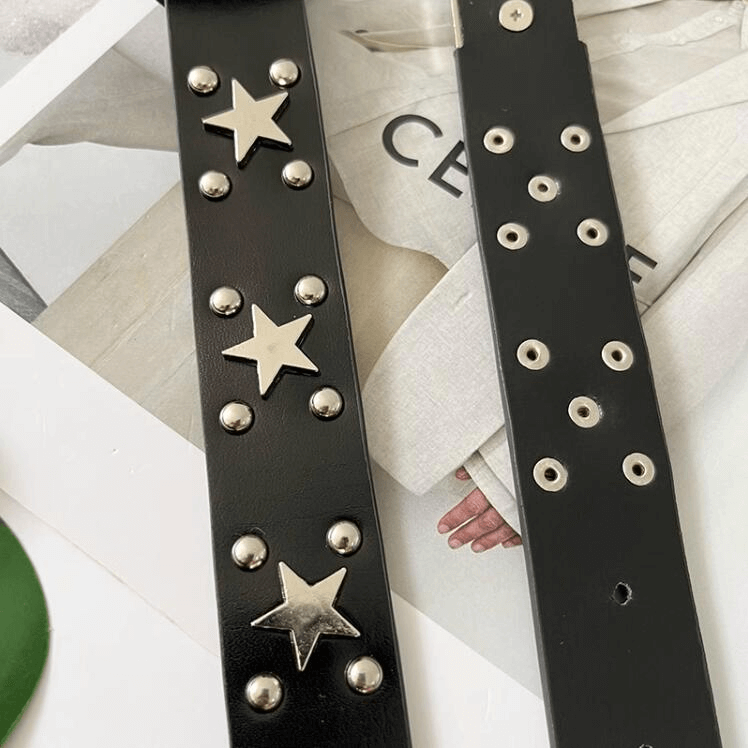 Stylish Star Rivets Belt with Carved Buckle / Unisex All-Match Belts - HARD'N'HEAVY