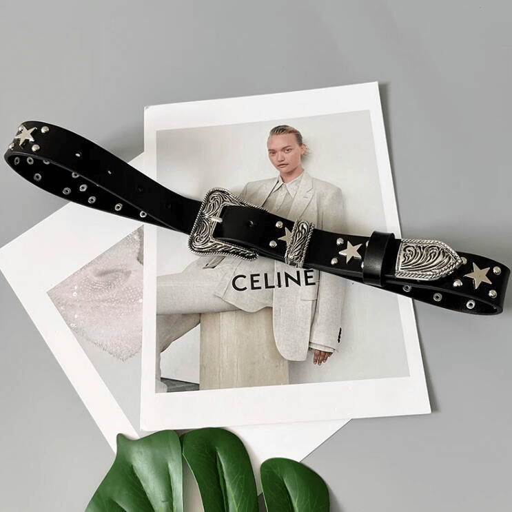 Stylish Star Rivets Belt with Carved Buckle / Unisex All-Match Belts - HARD'N'HEAVY