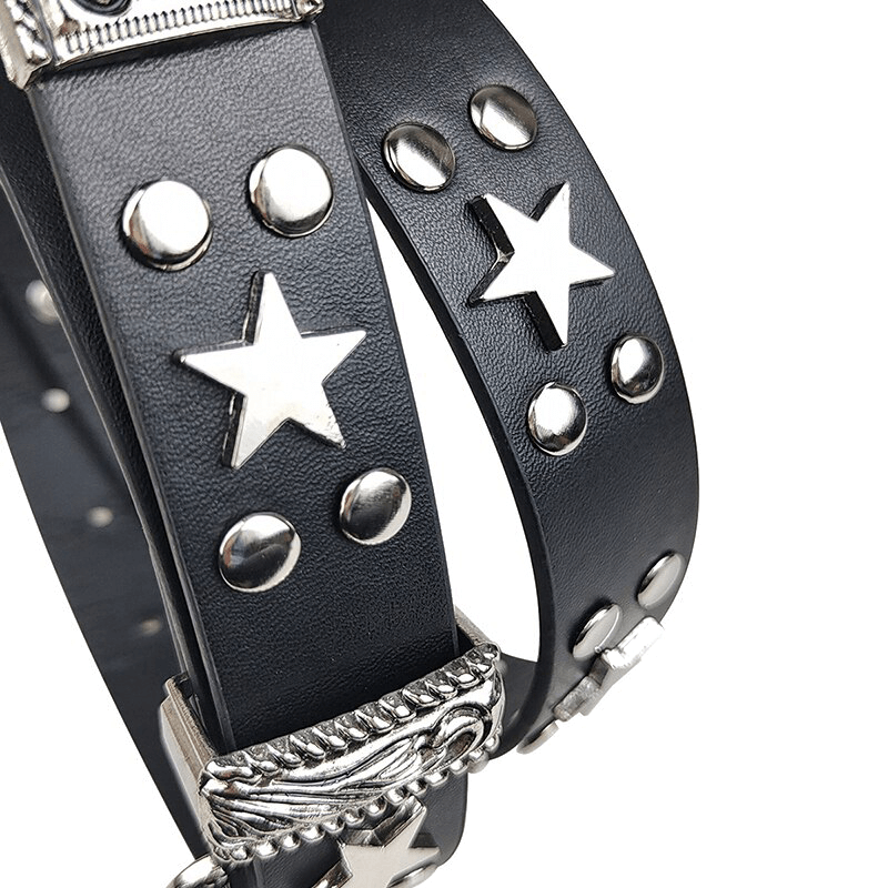 Stylish Star Rivets Belt with Carved Buckle / Unisex All-Match Belts - HARD'N'HEAVY