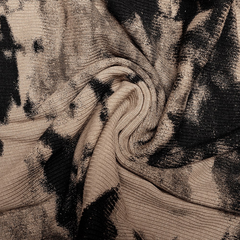 Close-up of stylish tie dye fabric showcasing intricate patterns in earthy tones, perfect for edgy fashion.