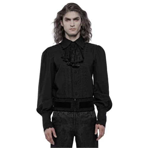 Stylish Victorian Ruffle Front Men's Cotton Shirt