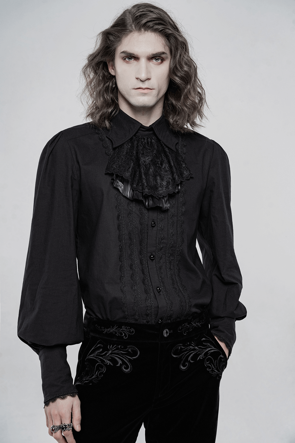 Stylish Victorian Ruffle Front Men's Cotton Shirt - HARD'N'HEAVY