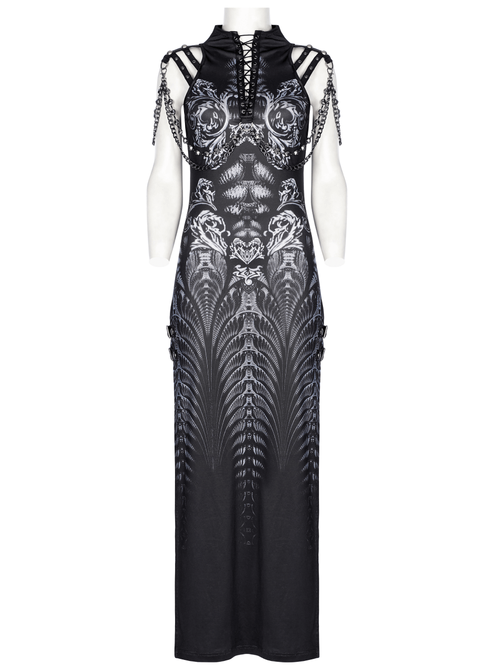 Stylish Women's Futuristic Sci-Fi Dress with Eye-catching Digital Printing and Sexy Split Design