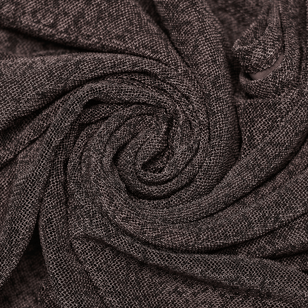 close-up of soft, textured dark brown fabric in a spiral layout, perfect for stylish garment design