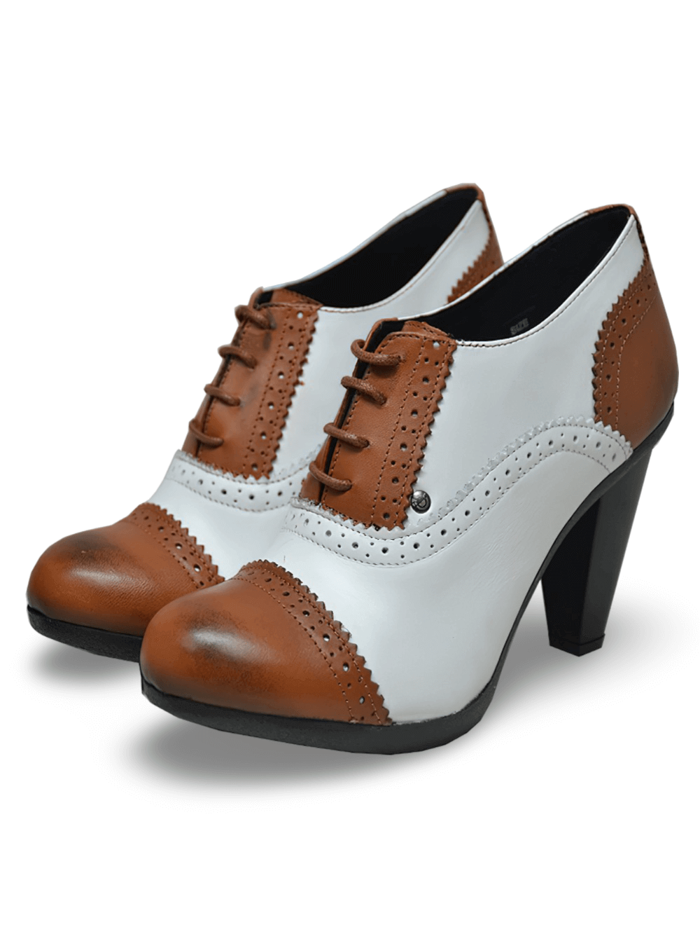 Zapatos de tacón con cordones y tacón de 8 cm en dos tonos para mujer con estilo