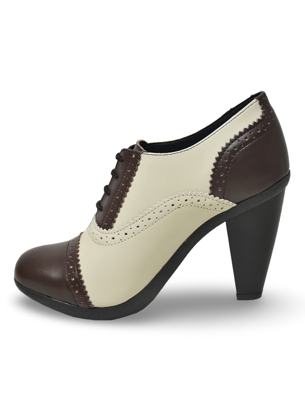 Zapatos de tacón con cordones y tacón de 8 cm en dos tonos para mujer con estilo