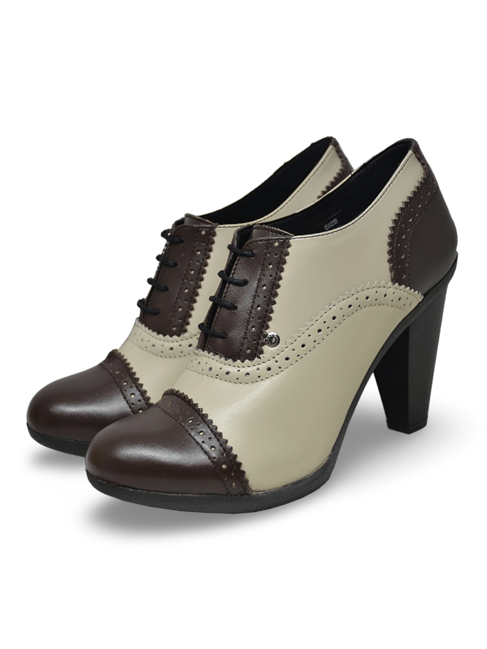 Stylish Women's Two-Tone 8cm Heel Lace-Up Booties
