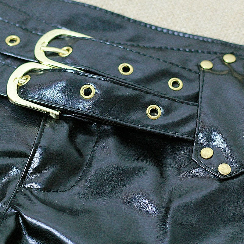Summer Women Short Shorts / Black Leather Sexy Shorts in Rock Style - HARD'N'HEAVY