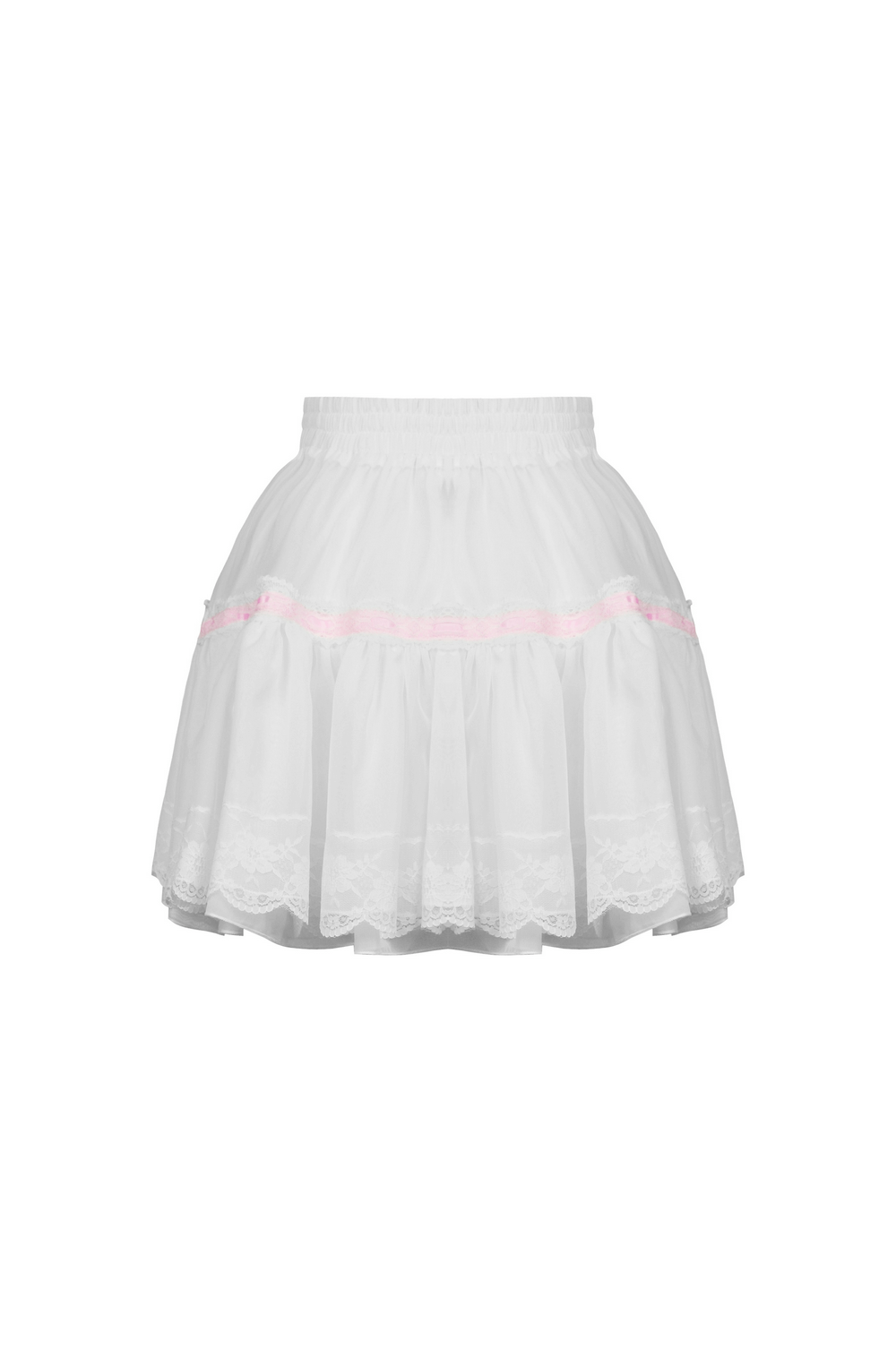 Sweet Lolita White Pleated Mini Skirt with Pink Bows