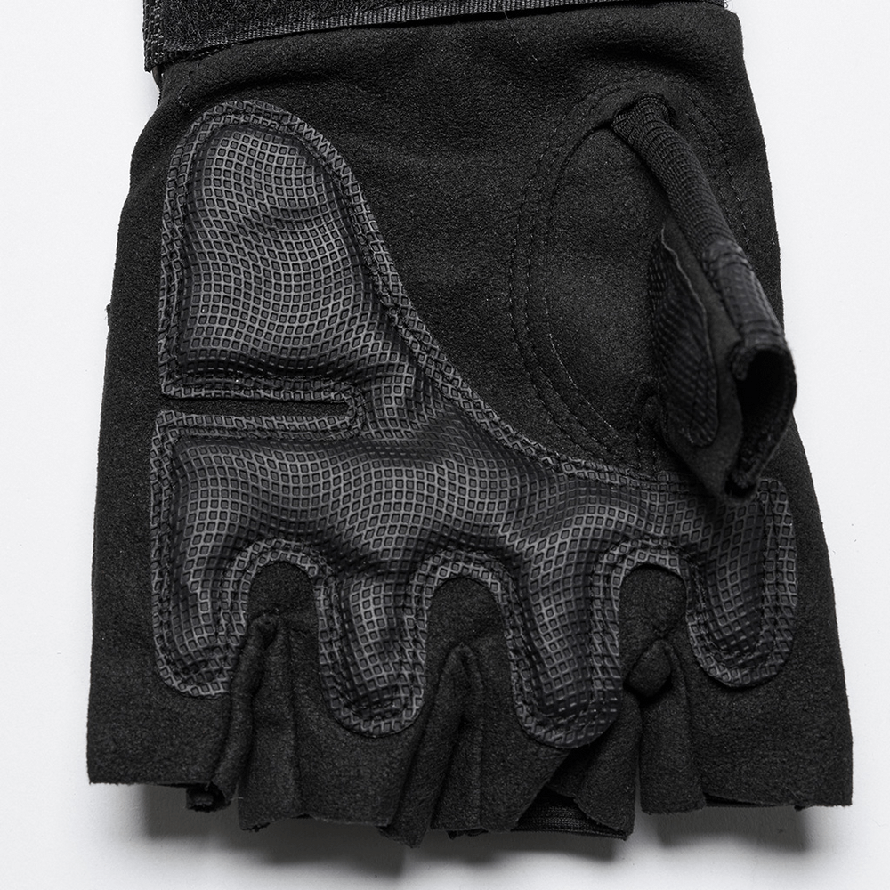 Tactical cyberpunk gloves featuring armored back pads and breathable mesh design for enhanced grip and protection.