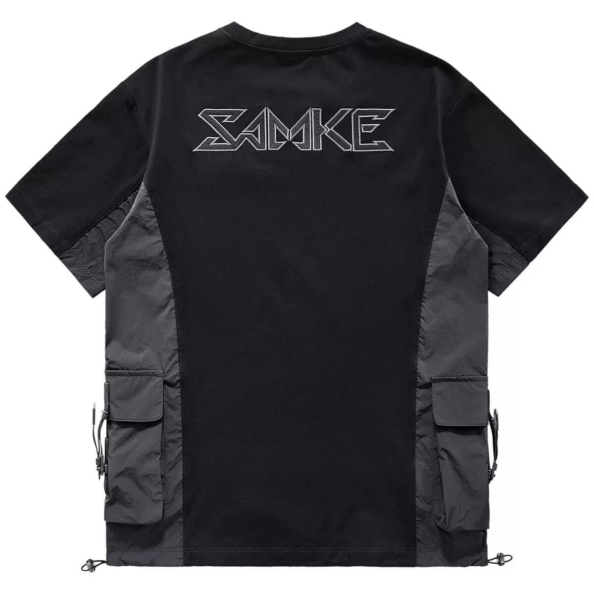 Men's tactical black T-shirt featuring multi-pockets and stylish design, perfect for alternate casual wear.