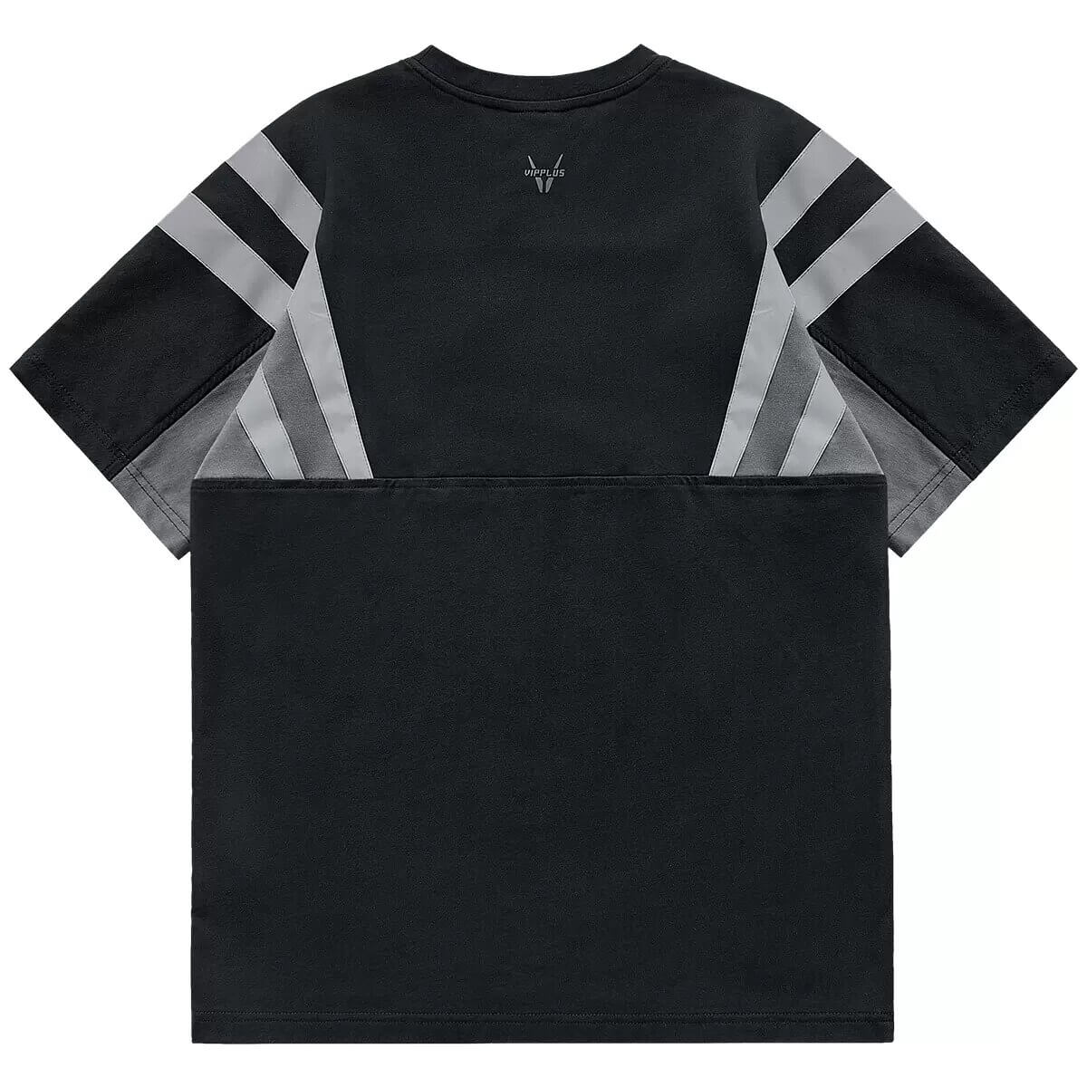 Men's tactical patchwork t-shirt featuring reflective stripes and a stylish O-neck design.