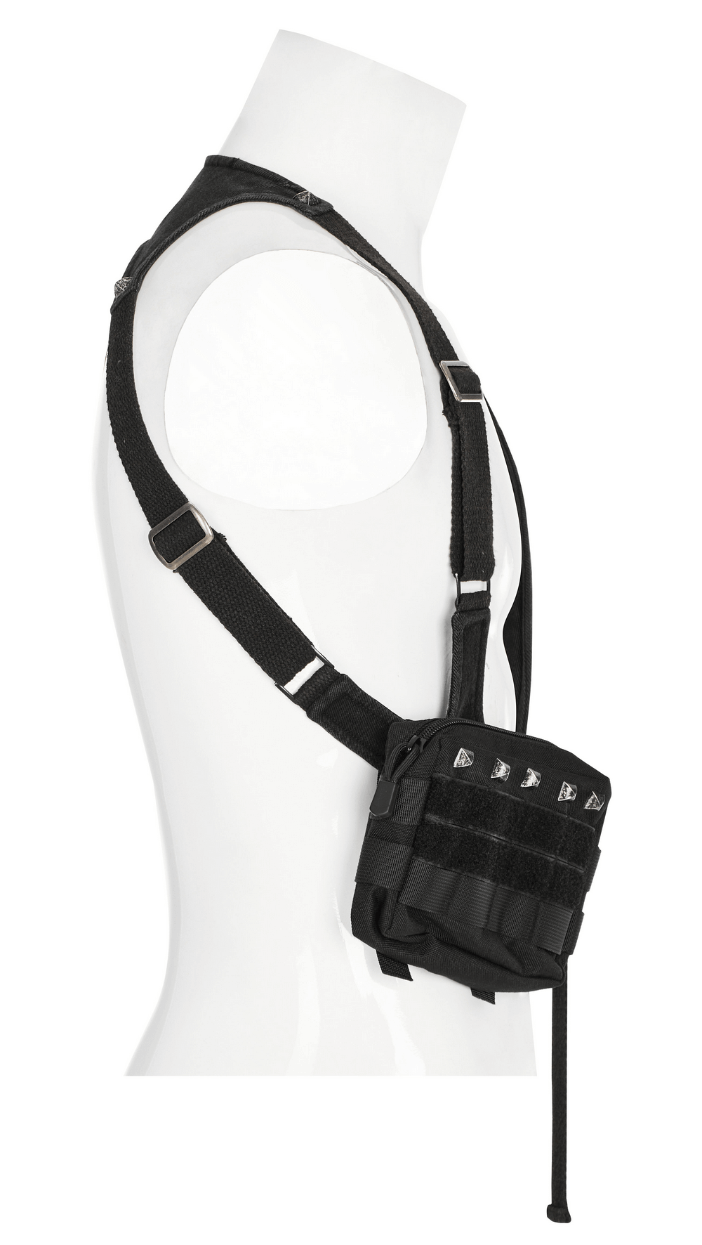 Tactical Punk detachable bag and harness on mannequin, featuring bold design and adjustable straps for urban explorers.