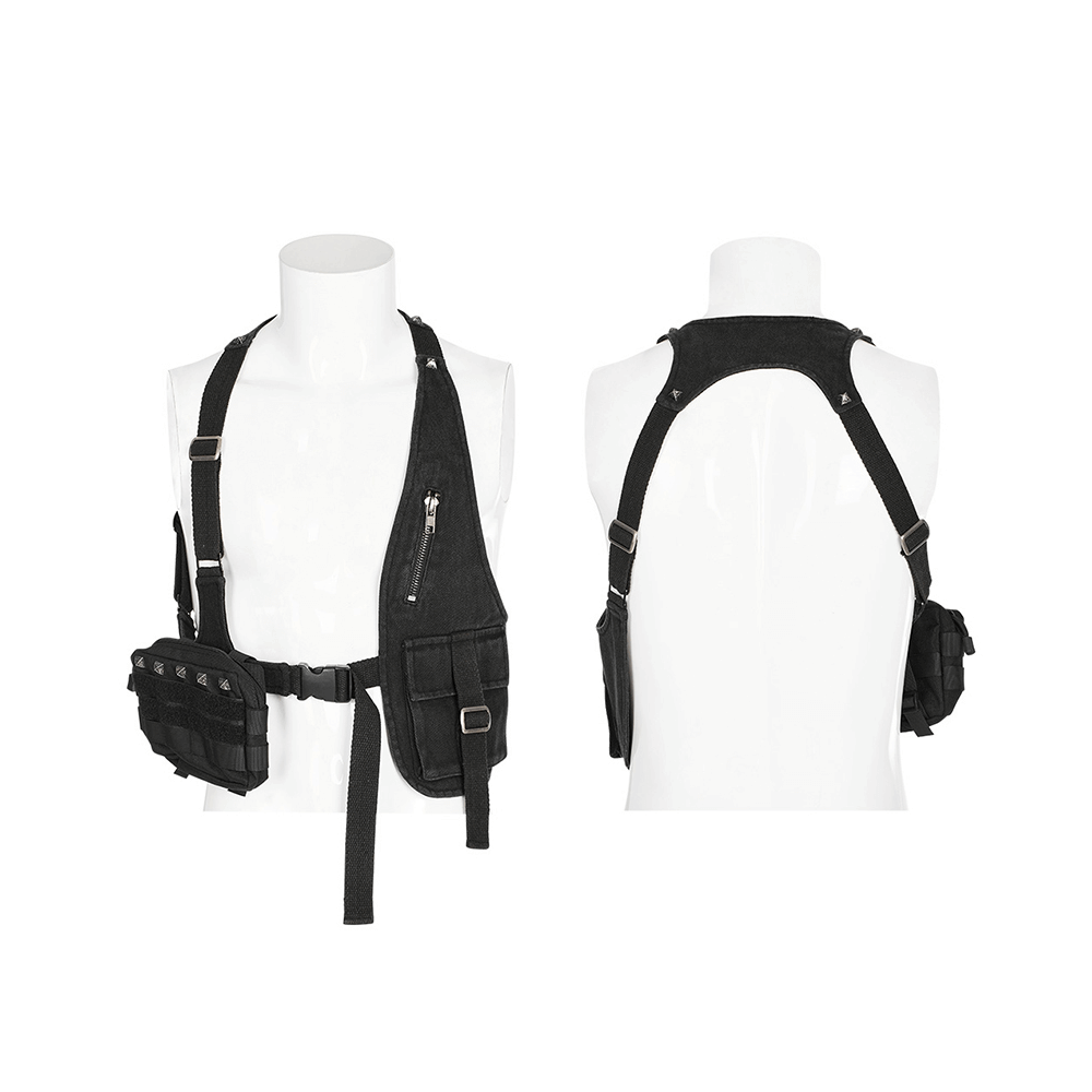 Tactical Punk Detachable Bag with Belt, showcasing a stylish harness design and functional pockets.