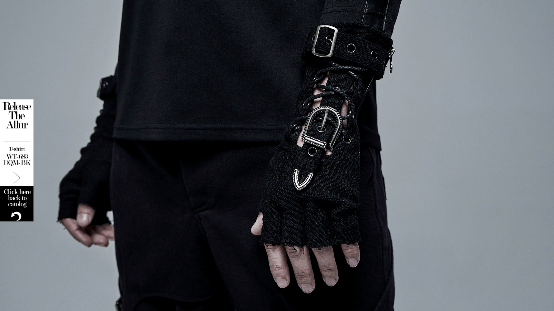 Close-up of stylish textured punk gloves with side zippers and adjustable straps for a perfect fit.