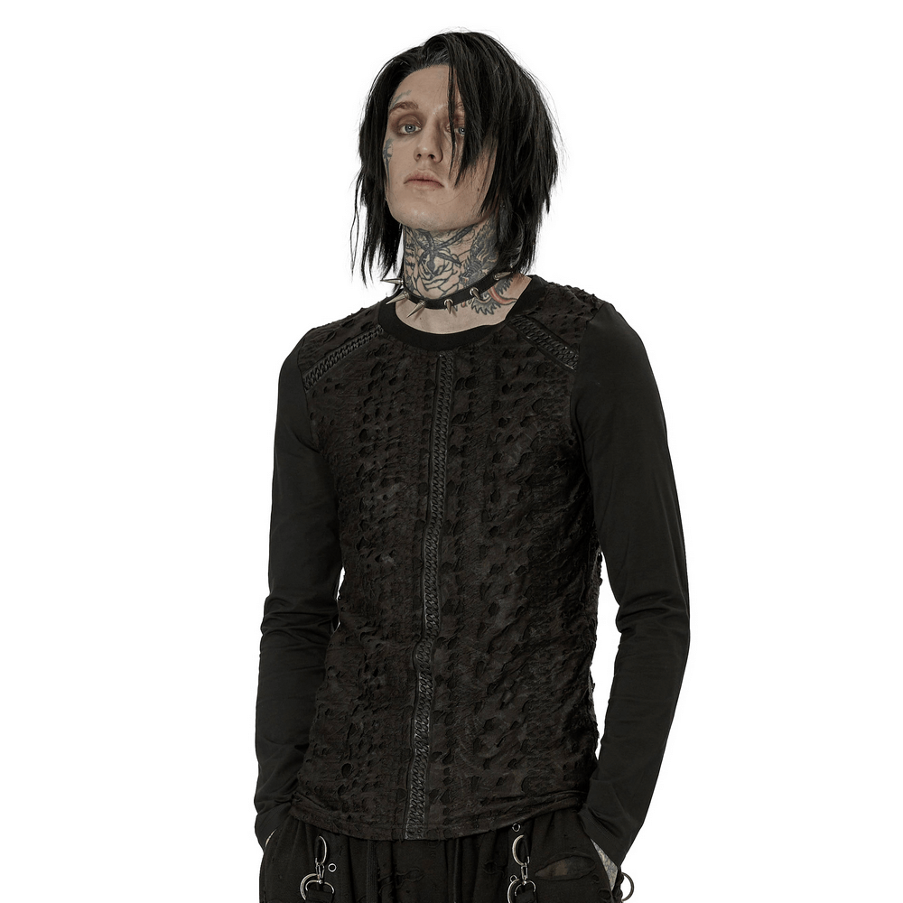 Textured Webbed Gothic Long Sleeves Knit Top - HARD'N'HEAVY