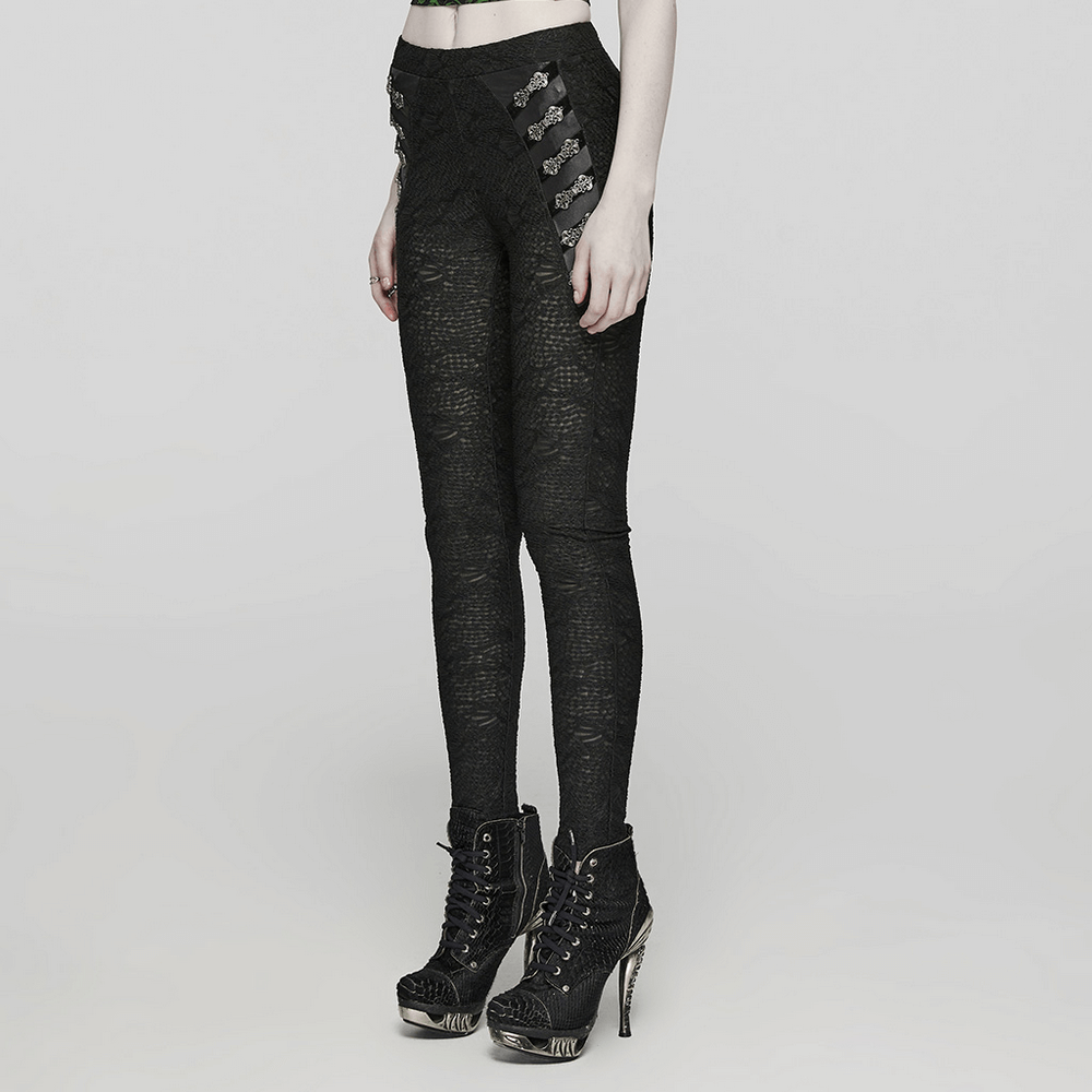 Tight Elegant Gothic Black Lace Skull Leggings