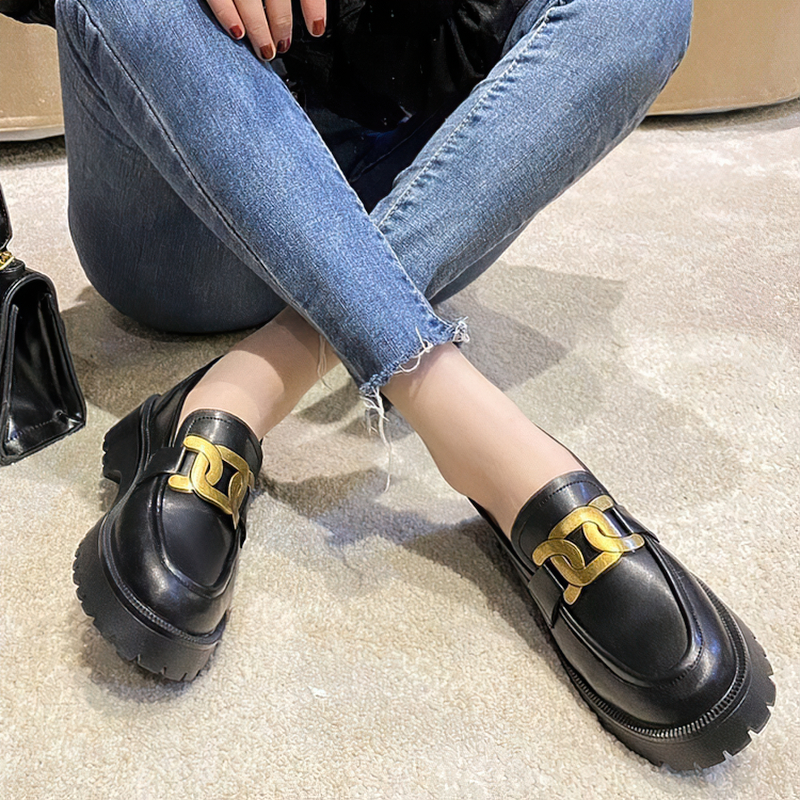 Trend Thick-soled Loafers Women / Leather Casual Shoes for Girls - HARD'N'HEAVY