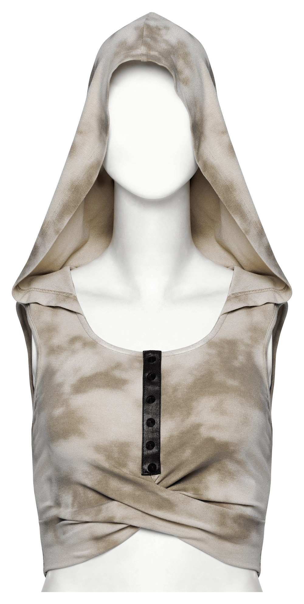 Trendy Hooded Crop Top with Hollow Back Design