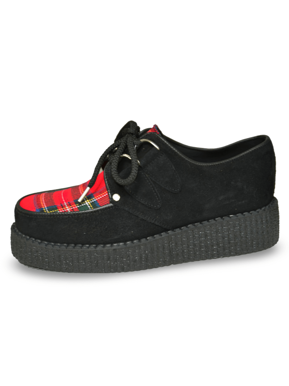 Trendy Red And Black Tartan Fabric Creepers Unisex