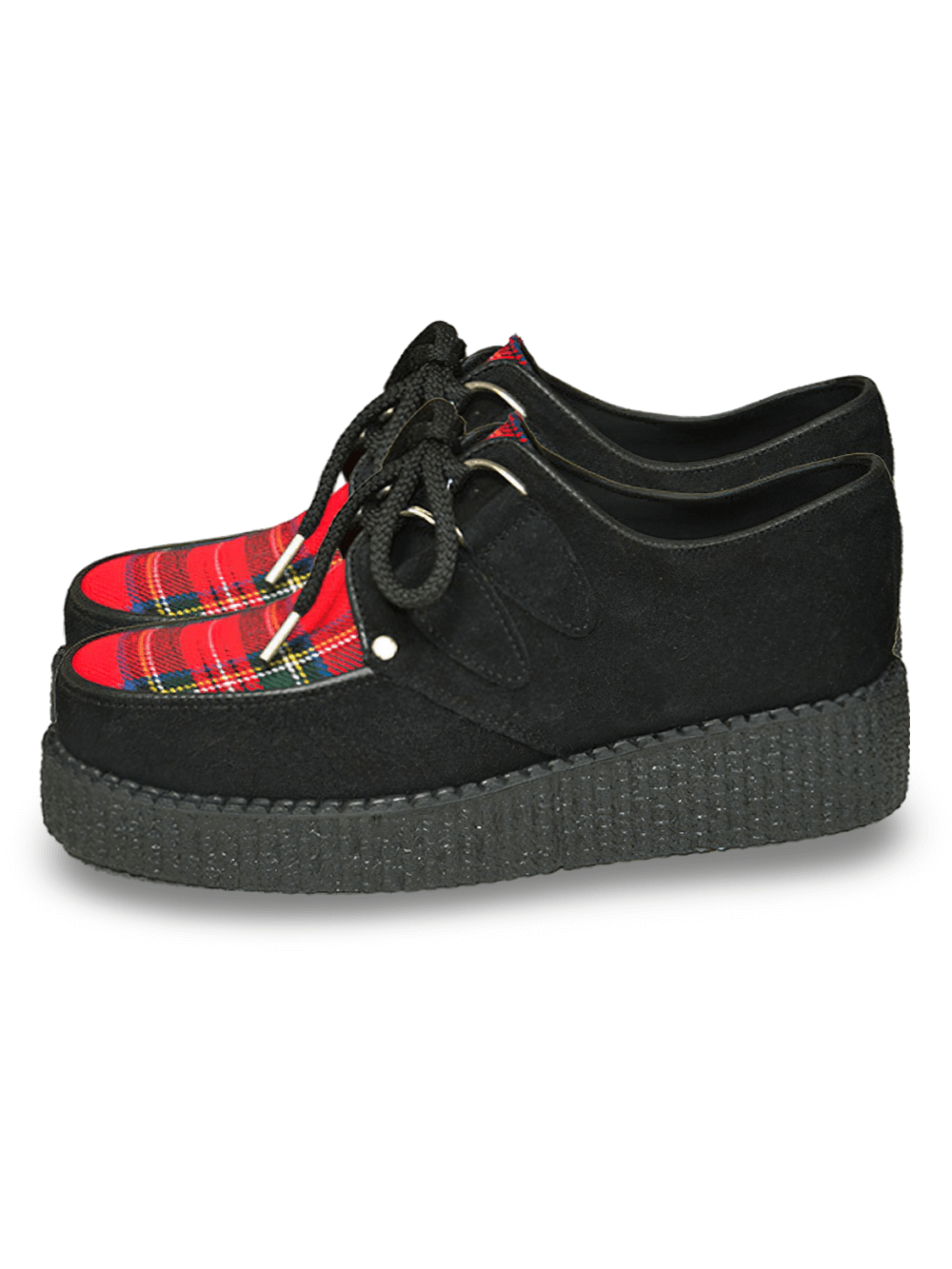 Trendy Red And Black Tartan Fabric Creepers Unisex