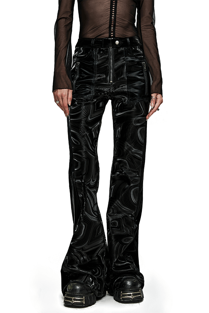 Trendy Swirl-Print Bell-Bottoms for Edgy Style
