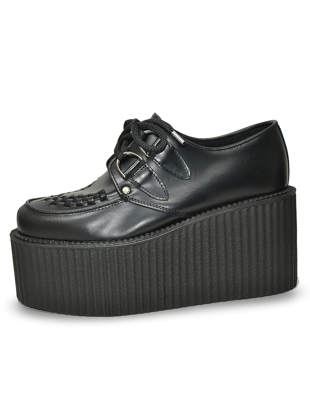 Triple Sole Round Toe Black Box Leather Creepers
