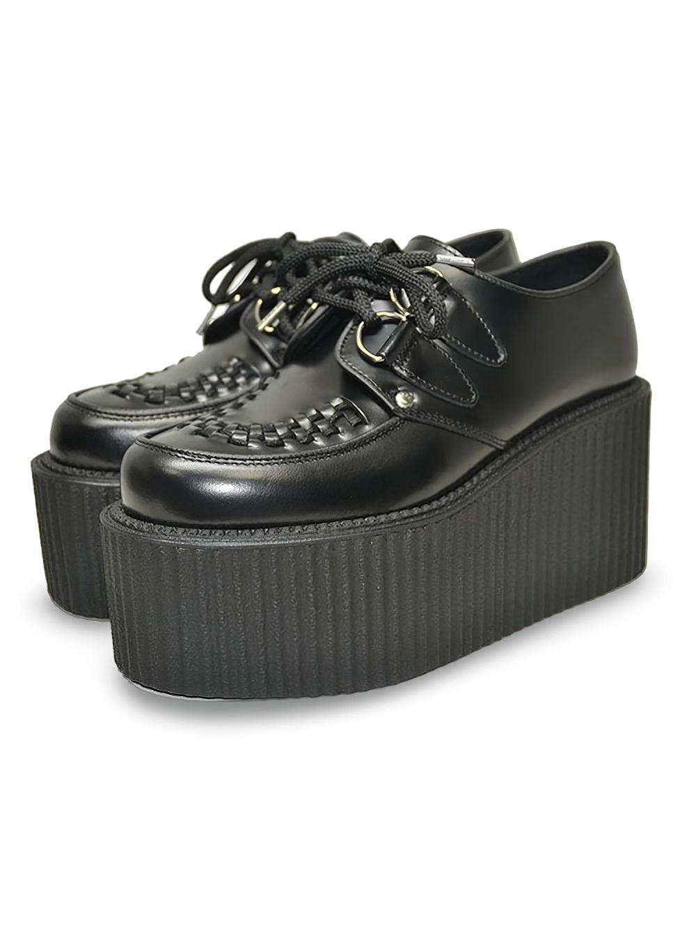 Triple Sole Round Toe Black Box Leather Creepers