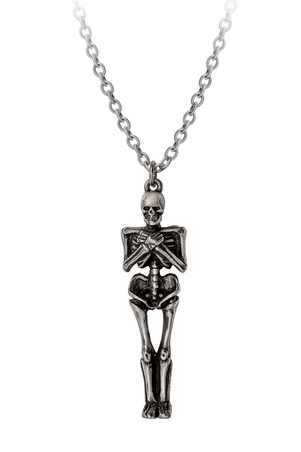 Gothic skeleton pendant necklace, symbolizing eternal love and connection in a unique couples jewelry set.