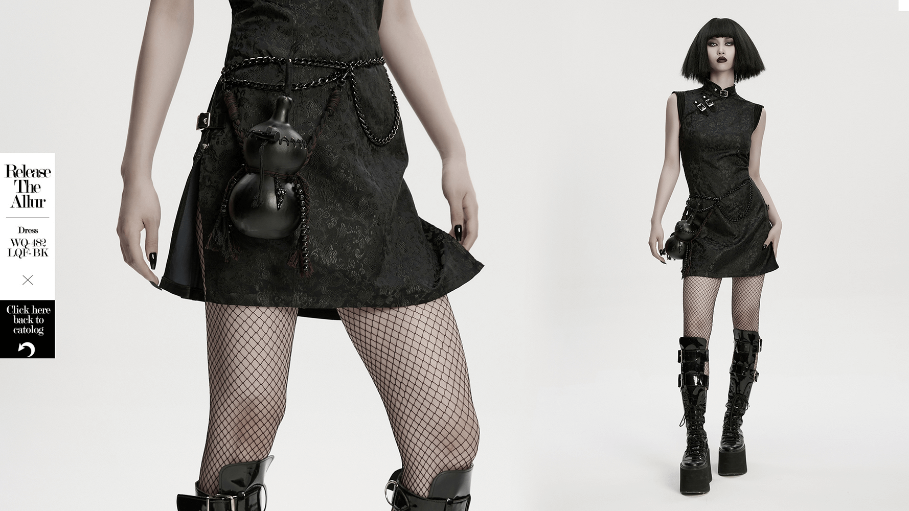 Unique Black Crossbody Mini Bag with Chains and Tassels paired with a gothic outfit to elevate alternative style.