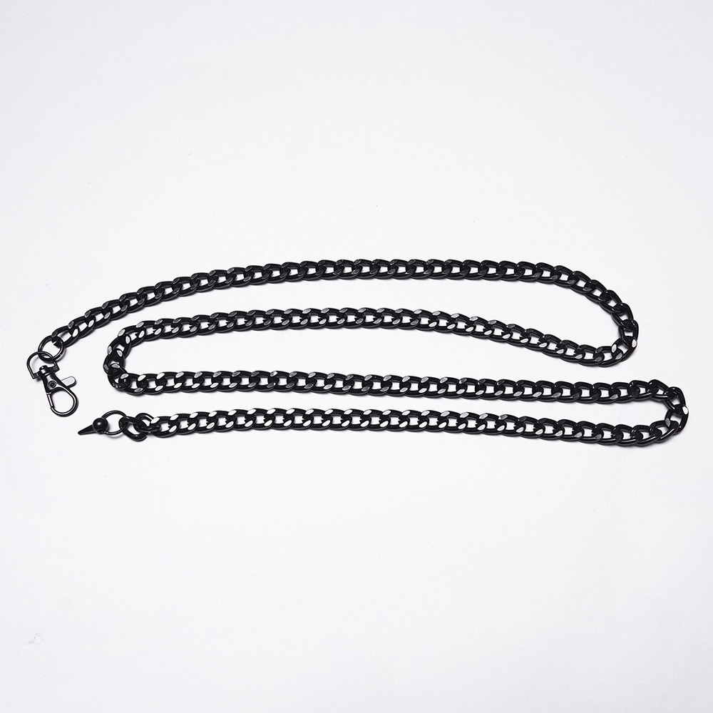 Unique Black Crossbody Mini Bag with Chains and Tassels - stylish black metal chain strap for edgy flair.
