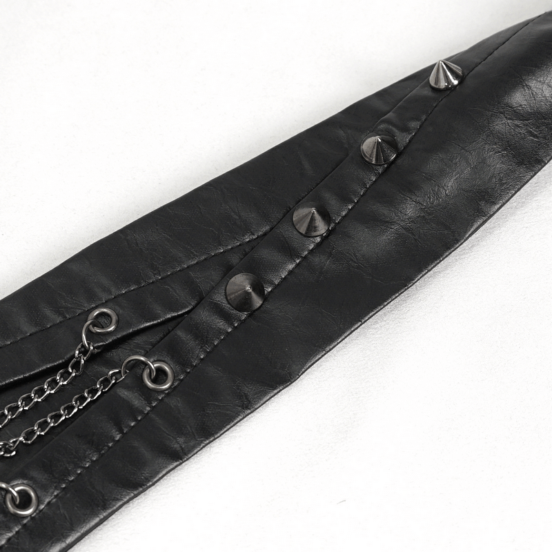 Unique Black Male Necktie with Spike Rivets and Chains / Men's Accessories in Punk Style - HARD'N'HEAVY