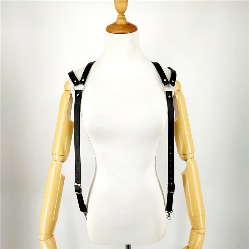 Unique Men's Sexy PU Leather Body Harness / Adjustable Chest Half Suspenders in Fetish - HARD'N'HEAVY