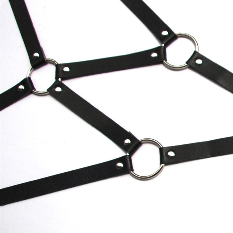 Unique Men's Sexy PU Leather Body Harness / Adjustable Chest Half Suspenders in Fetish - HARD'N'HEAVY