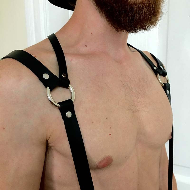 Unique Men's Sexy PU Leather Body Harness / Adjustable Chest Half Suspenders in Fetish - HARD'N'HEAVY