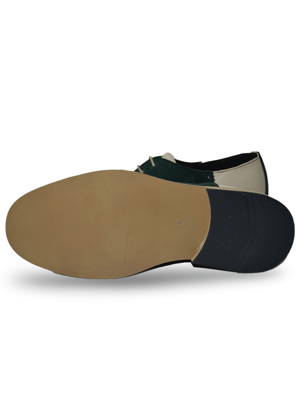 Unisex Beige and Green Leather Suede Bowling Shoes