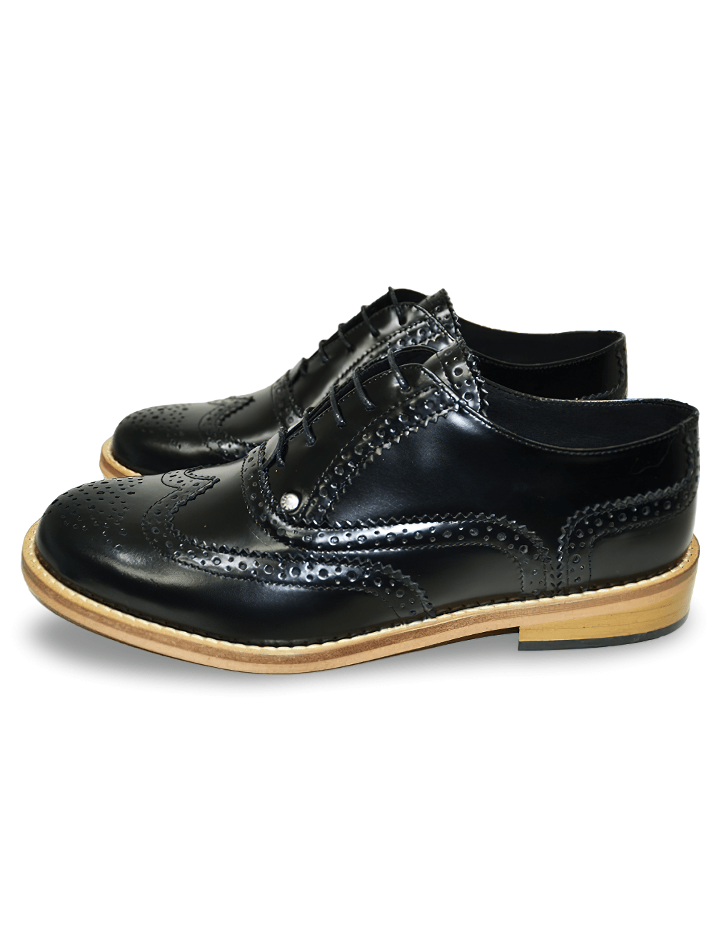 Unisex Black Derby Shoes with Neolite Sole And Lace-up