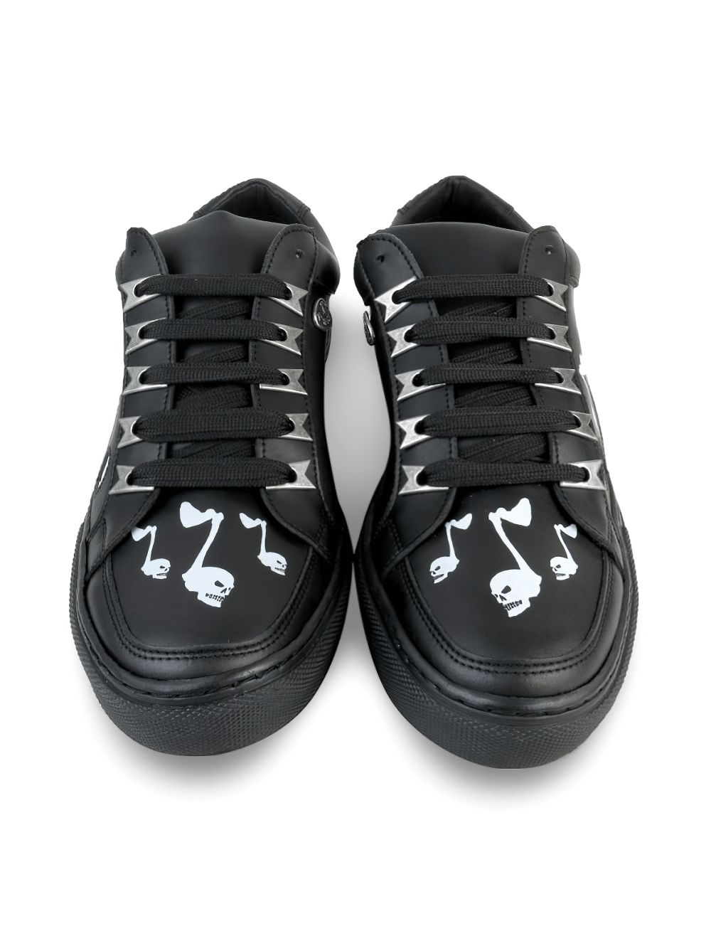 Unisex Black Ghost Print Sneakers with Lace-Up